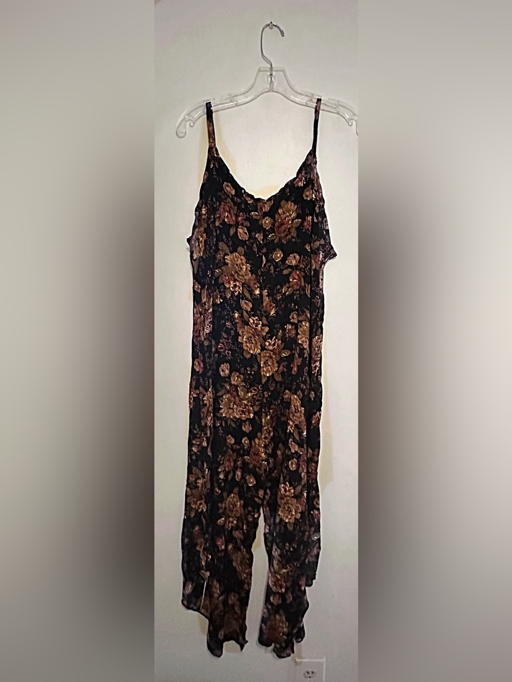 Floral Velvet Jumpsuit Top - Black & Brown